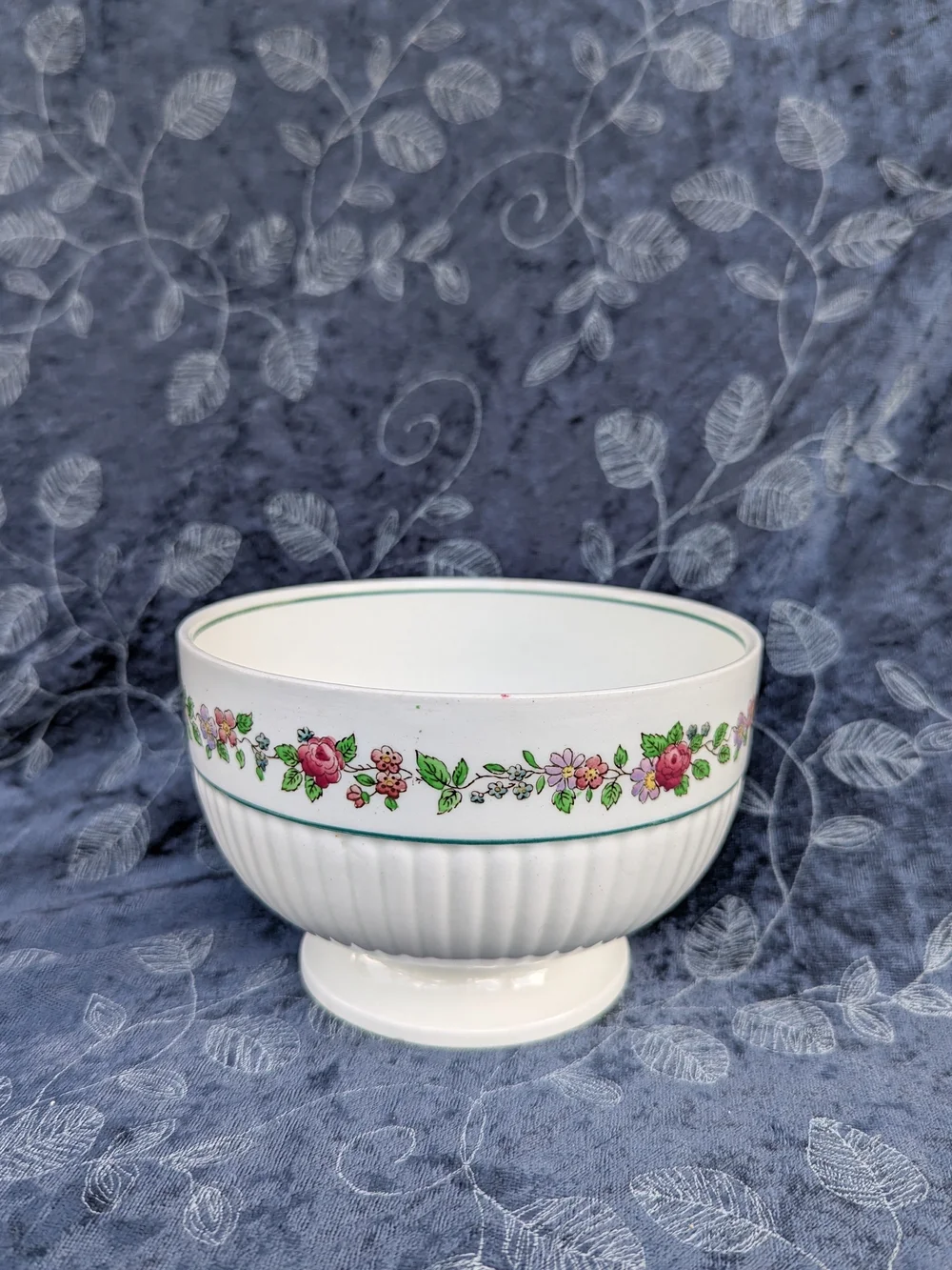 Vintage Wedgwood Belmar Sugar Bowl Floral Garland Footed 4.5 Inch Cottagecore
